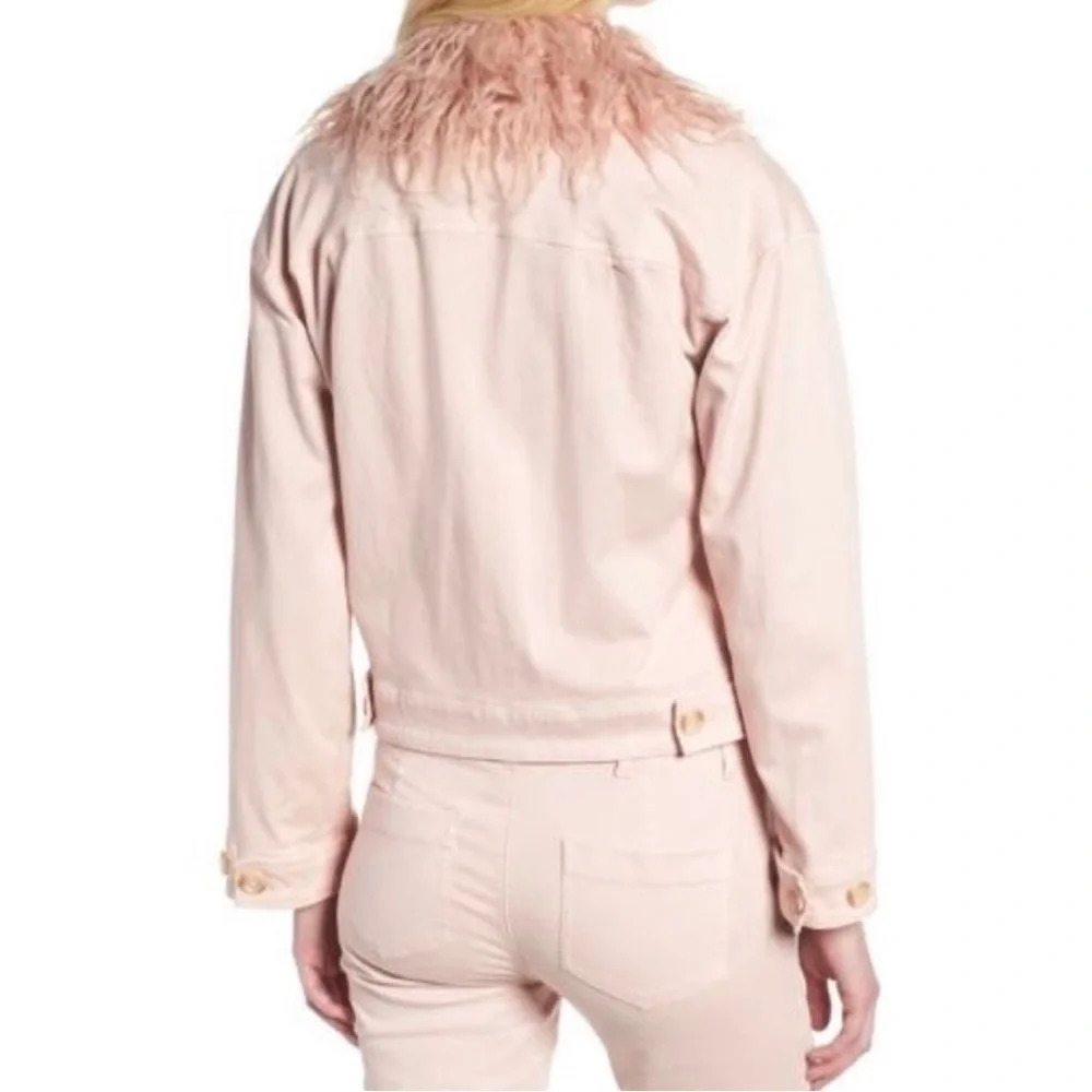 Lou & Grey light pink removable faux fur penny lane jacket small - Picture 2 of 11